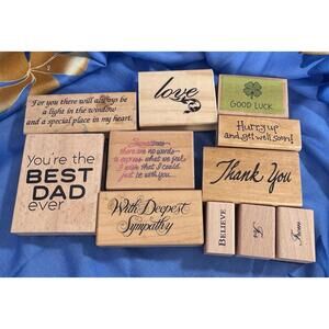 Vintage Wood Stamps Great For Scrapbooking/Cards Making. Lot Of 11-Sayings/other